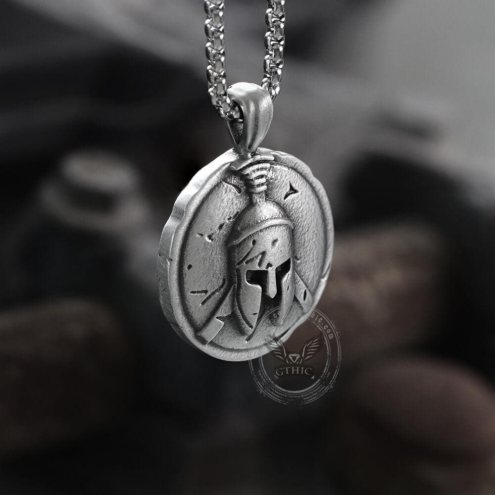 Spartan Warrior Helmet Pure Tin Necklace