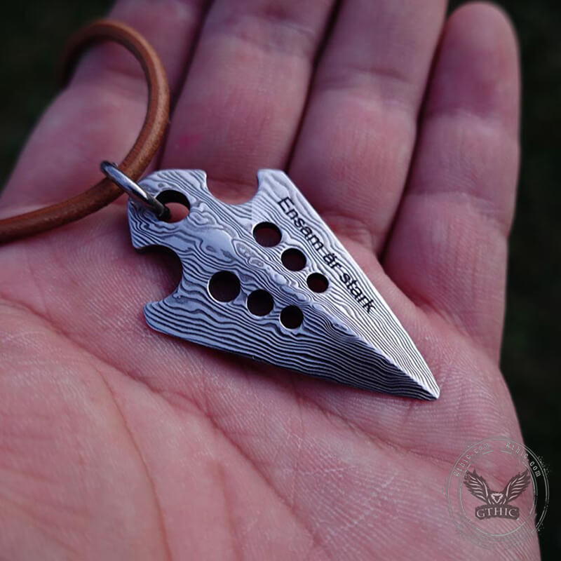 Spearhead Damascus Steel Viking Pendant | Gthic.com