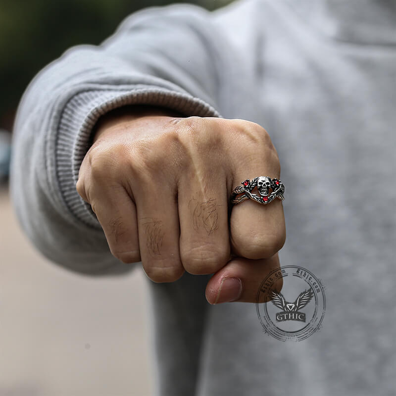 Spin doornen RVS Skull Ring