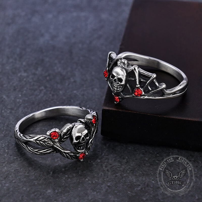 Spider Thorns Stainless Steel Skull Ring | Gthic.com