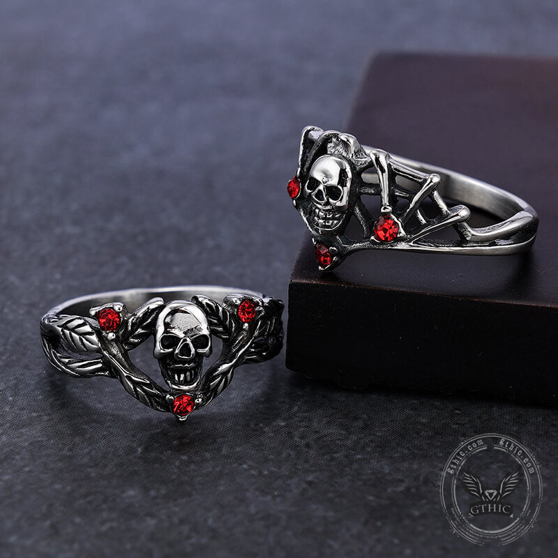 Spin doornen RVS Skull Ring