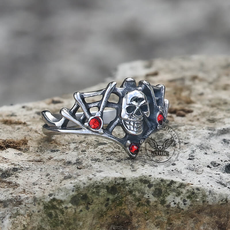 Spin doornen RVS Skull Ring