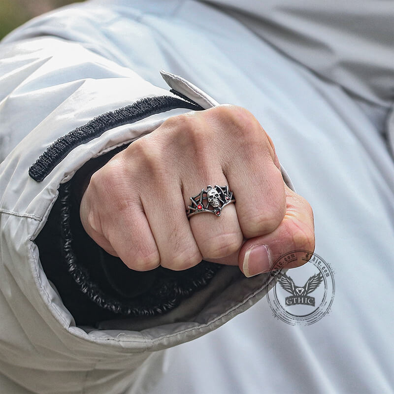 Spin doornen RVS Skull Ring