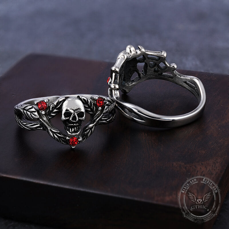 Spin doornen RVS Skull Ring