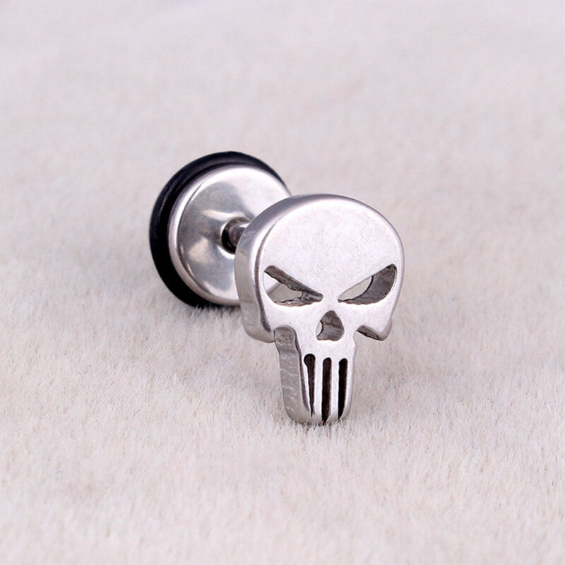 Spooky Stainless Steel Skull Stud Earrings | Gthic.com