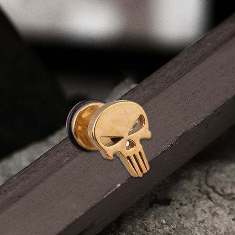 Spooky Stainless Steel Skull Stud Earrings | Gthic.com