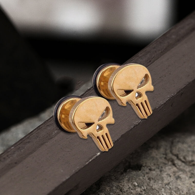 Spookachtige RVS Skull Stud Oorbellen
