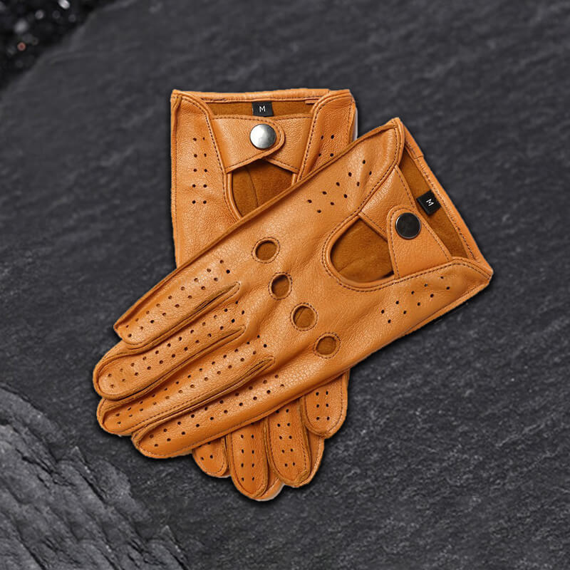 Sports Breathable Men's Leather Gloves 04 orange | Gthic.com