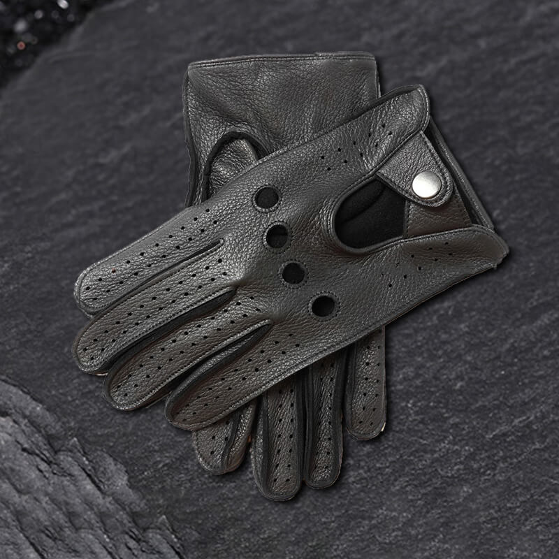 Sports Breathable Men's Leather Gloves 01 black | Gthic.com
