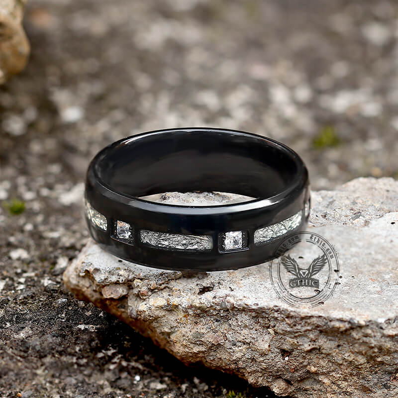 Square CZ Stone Titanium Wedding Ring | Gthic.com