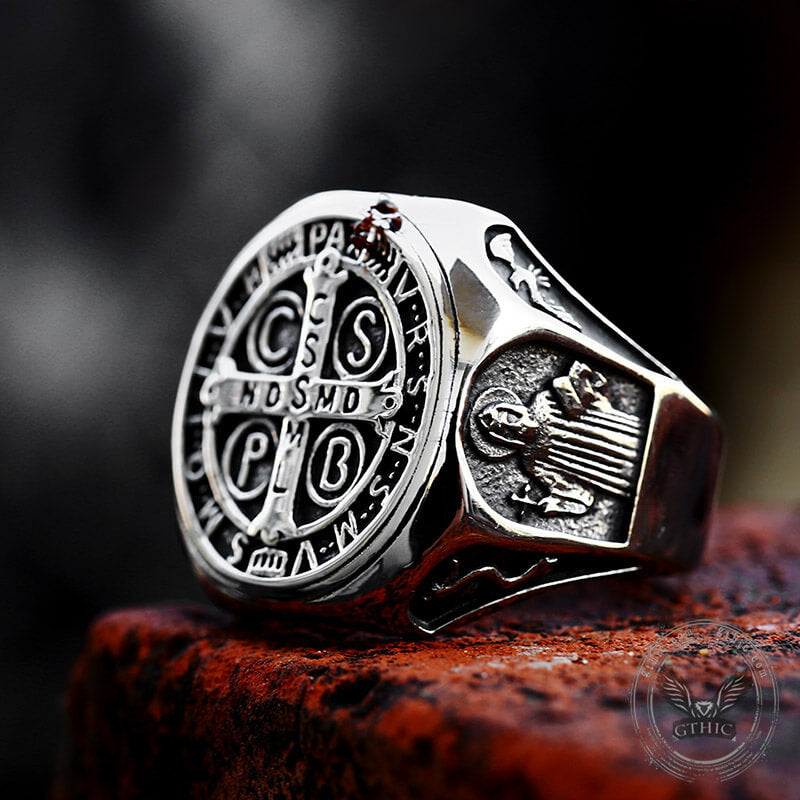 St. Benedict Medal Stainless Steel Christian Ring | Gthic.com