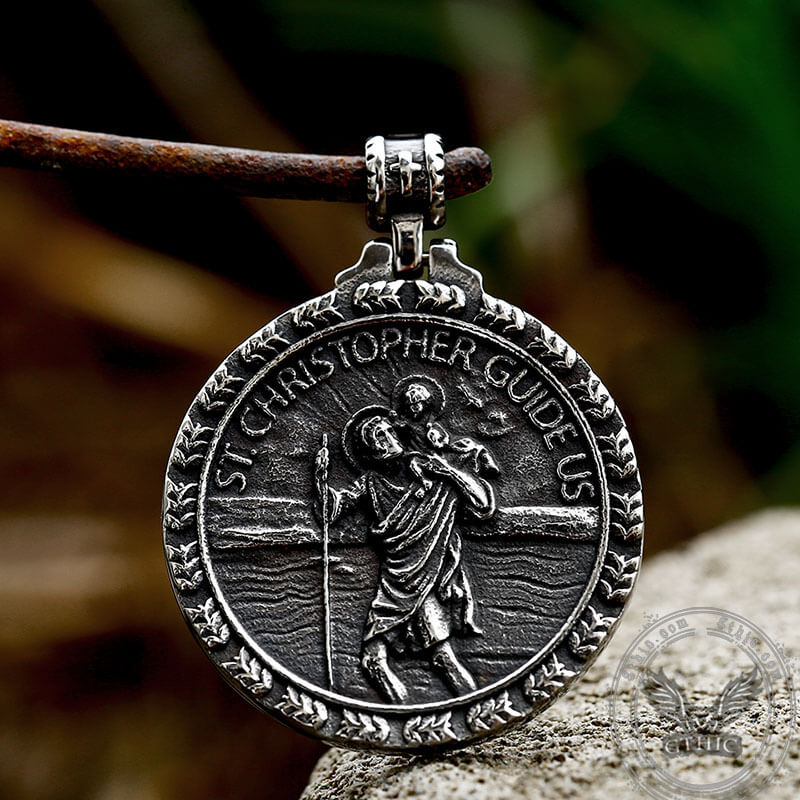 St. Christopher Guide Us Stainless Steel Pendant | Gthic.com