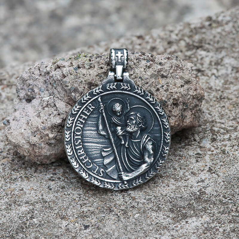 St. Christopher Guide Us Stainless Steel Pendant | Gthic.com