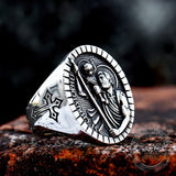 St Christopher Protect Us Stainless Steel Ring | Gthic.com