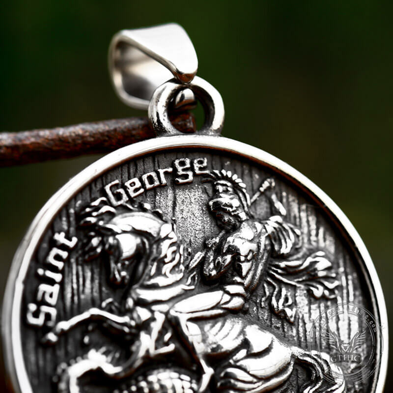 St. George and the Dragon Stainless Steel Christian Pendant | Gthic.com