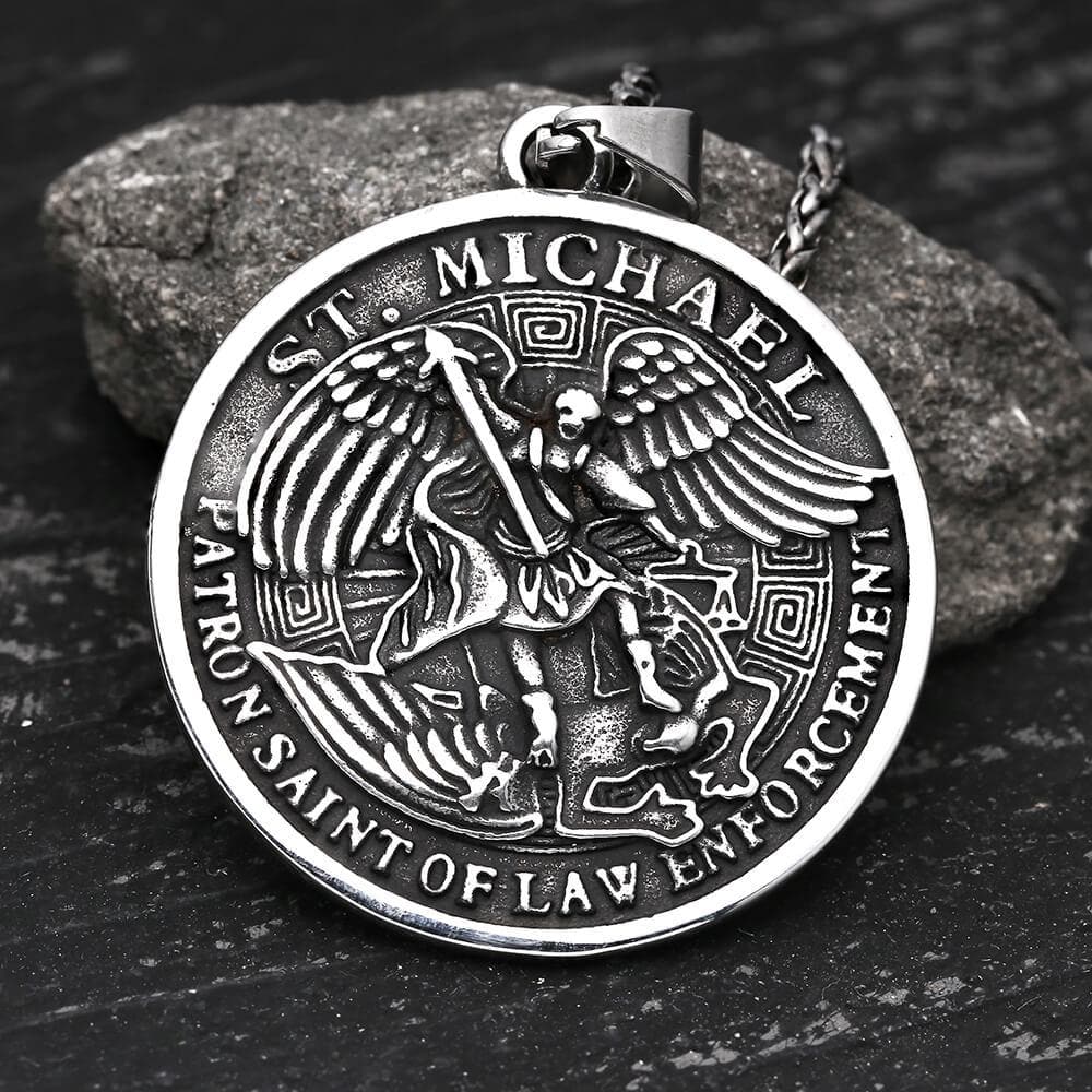 St. Michael Stainless Steel Pendant 03 | Gthic.com