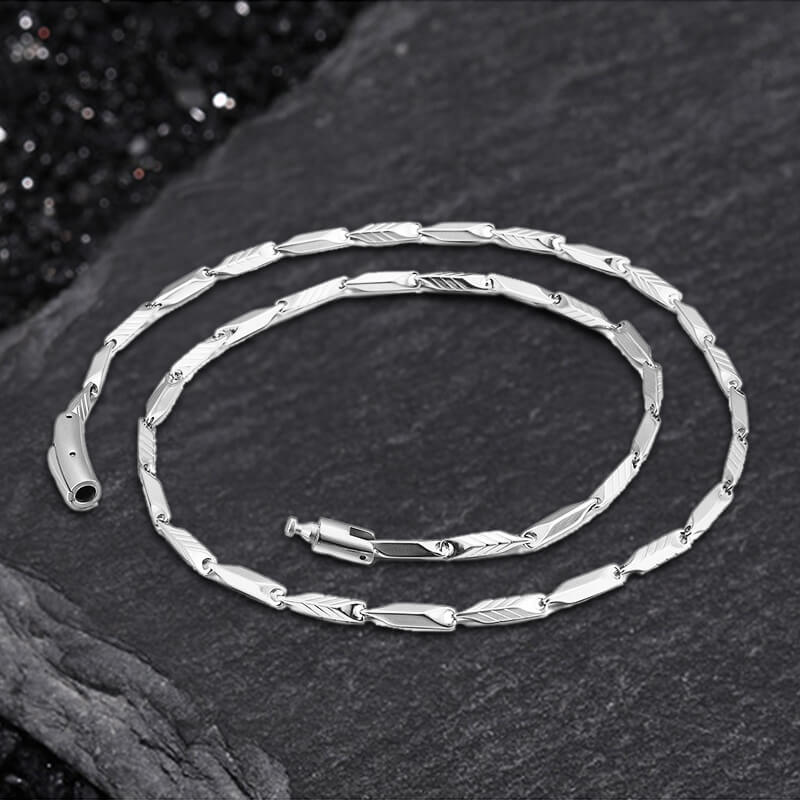 Stainless Steel Bamboo Chain Necklace silver 01 | Gthic.com
