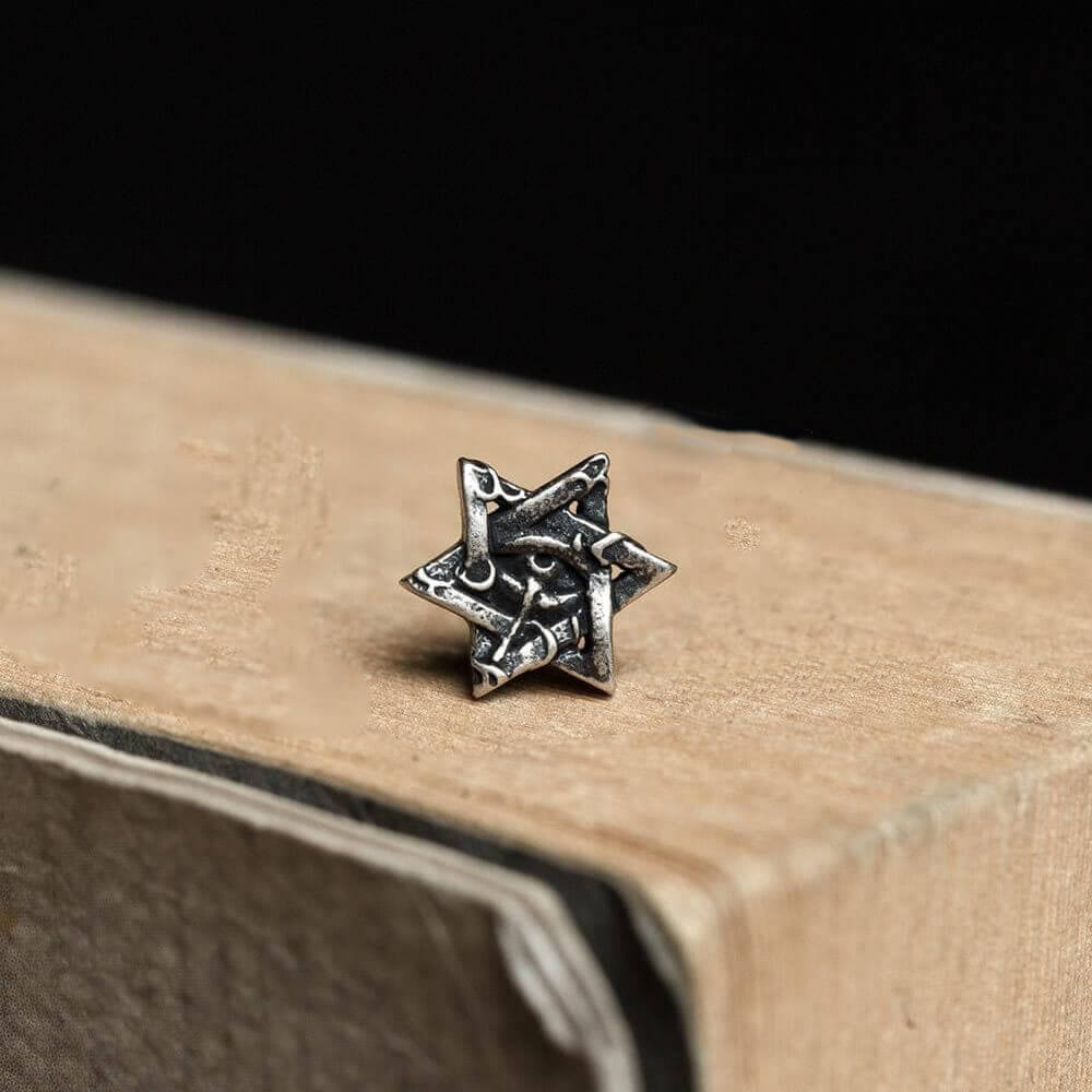 Star Of David All Seeing Eye Sterling Silver Stud Earring