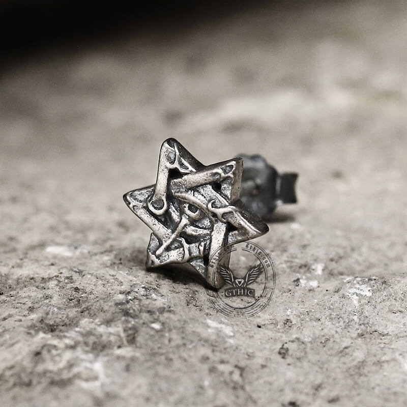 Star Of David All Seeing Eye Sterling Silver Stud Earring