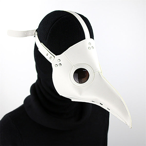 Steampunk Plague Doctor Pu Leather Costume Mask02 white | Gthic.com