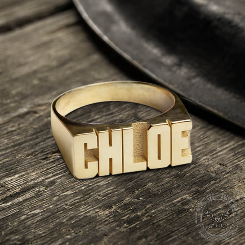 Sterling Silver Custom Name Ring 03 gold | Gthic.com