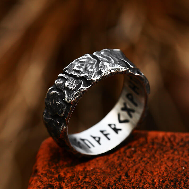 Stone Runes Stainless Steel Viking Ring | Gthic.com