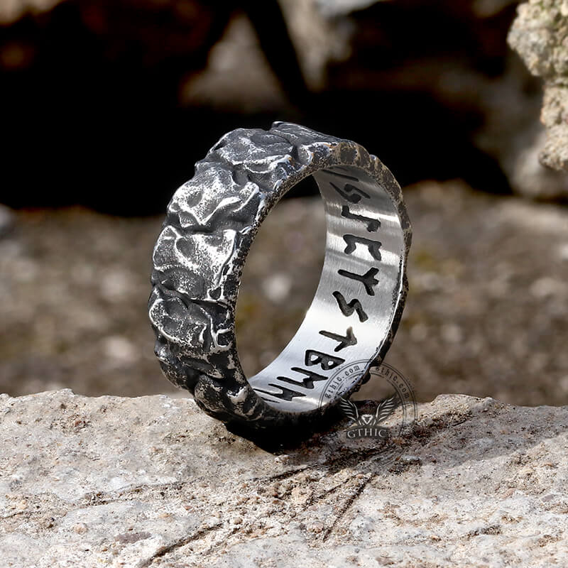 Stone Runes Stainless Steel Viking Ring | Gthic.com