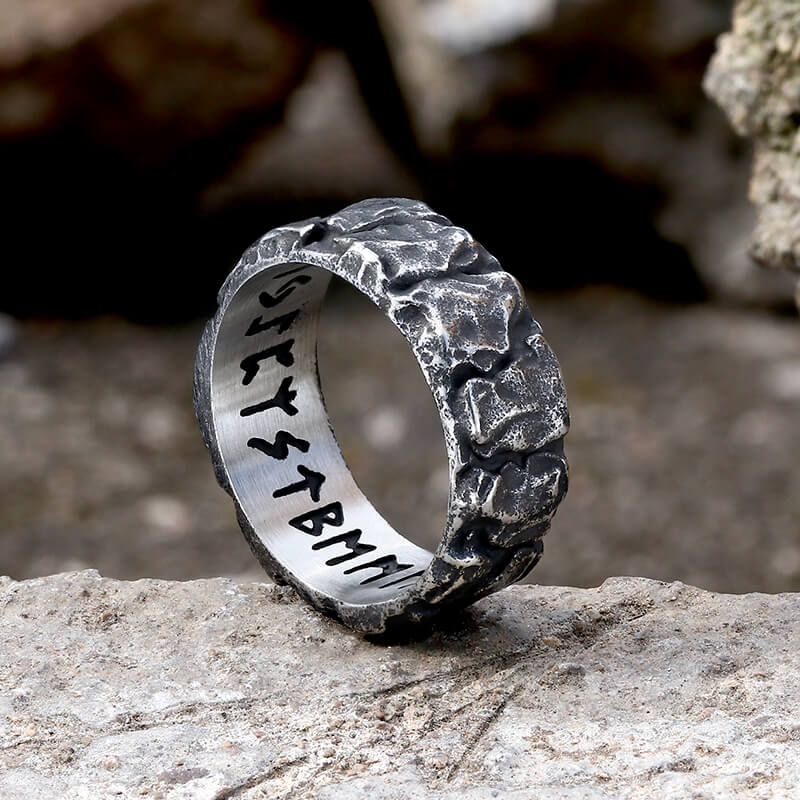 Stone Runes Stainless Steel Viking Ring – GTHIC