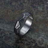 Striped Pattern Stainless Steel Ring | Gthic.com