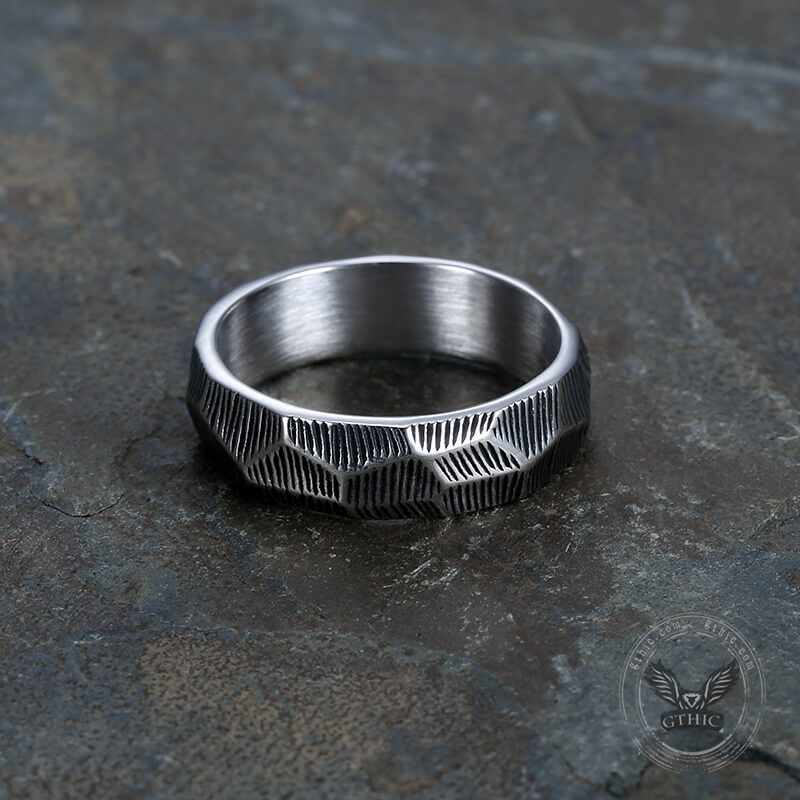 Striped Pattern Stainless Steel Ring | Gthic.com