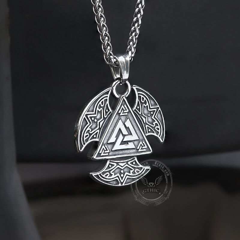 Sun Moon Valknut Stainless Steel Viking Pendant | Gthic.com