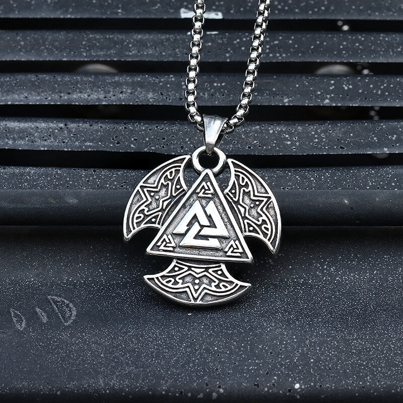 Sun Moon Valknut Stainless Steel Viking Pendant | Gthic.com