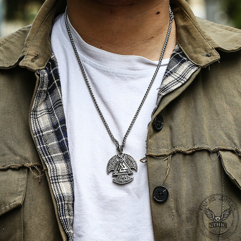 Pendentif Viking en acier inoxydable Sun Moon Valknut