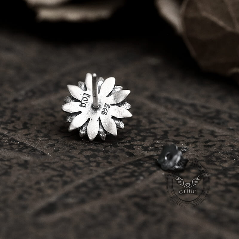 Boucles d'oreilles en argent sterling avec crâne de tournesol