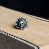 Sunflower Skull Sterling Silver Stud Earrings | Gthic.com