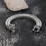 Tail-biting Wolf Stainless Steel Bracelet 02 |Gthic.com