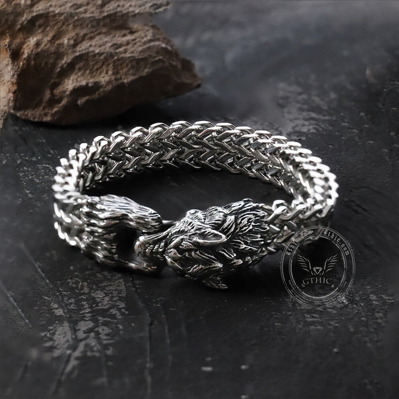 Tail-biting Wolf Stainless Steel Bracelet 03 |Gthic.com