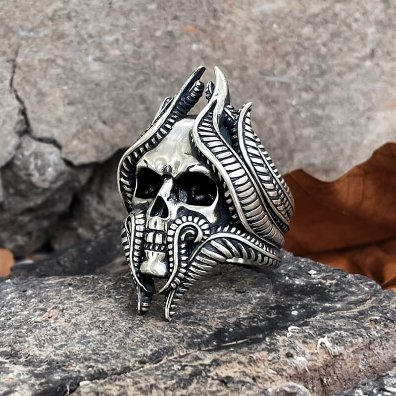 Tentacles Sterling Silver Skull Ring | Gthic.com