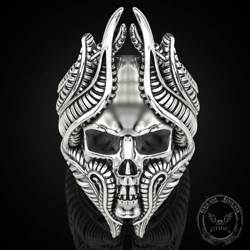 Tentacles Sterling Silver Skull Ring | Gthic.com