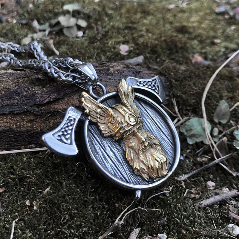 The All-Father Odin Tomahawk Stainless Steel Viking Pendant | Gthic.com