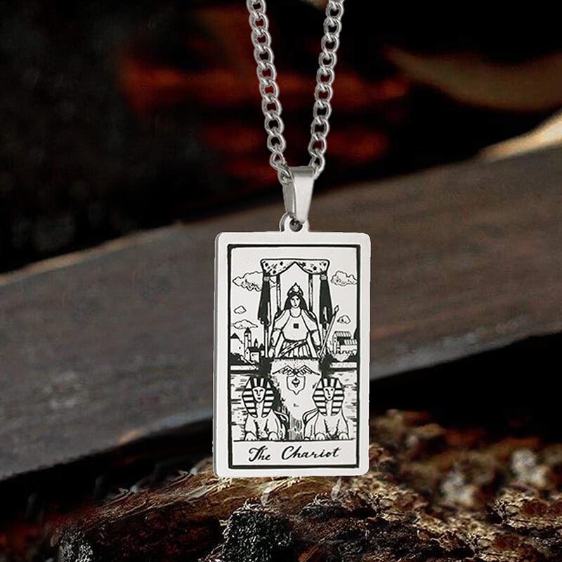The Chariot Tarot Card Stainless Steel Necklace | Gthic.com
