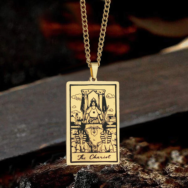 The Chariot Tarot Card Stainless Steel Necklace | Gthic.com