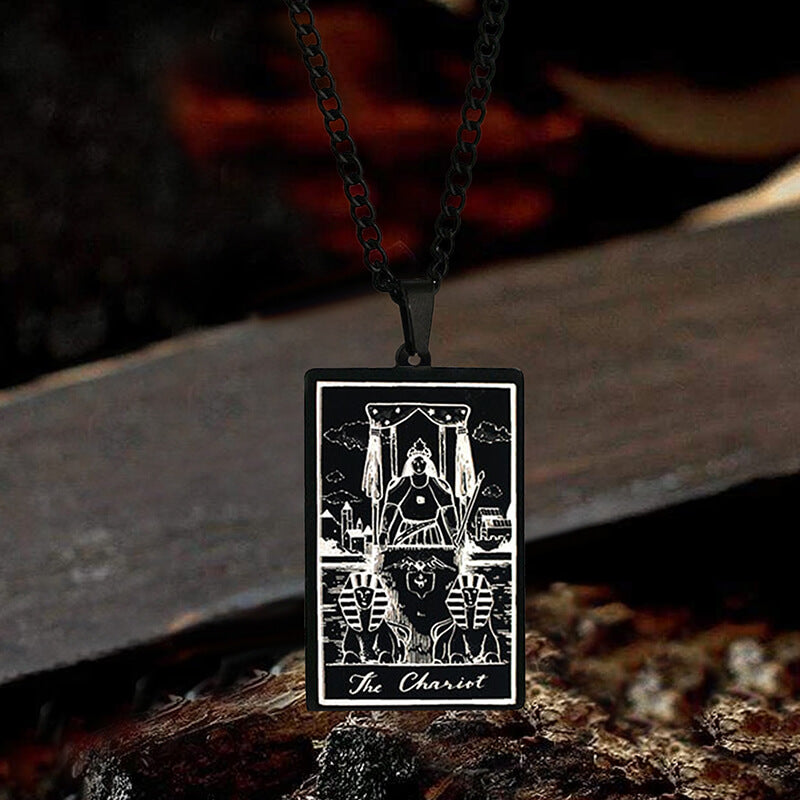 The Chariot Tarot Card Stainless Steel Necklace | Gthic.com