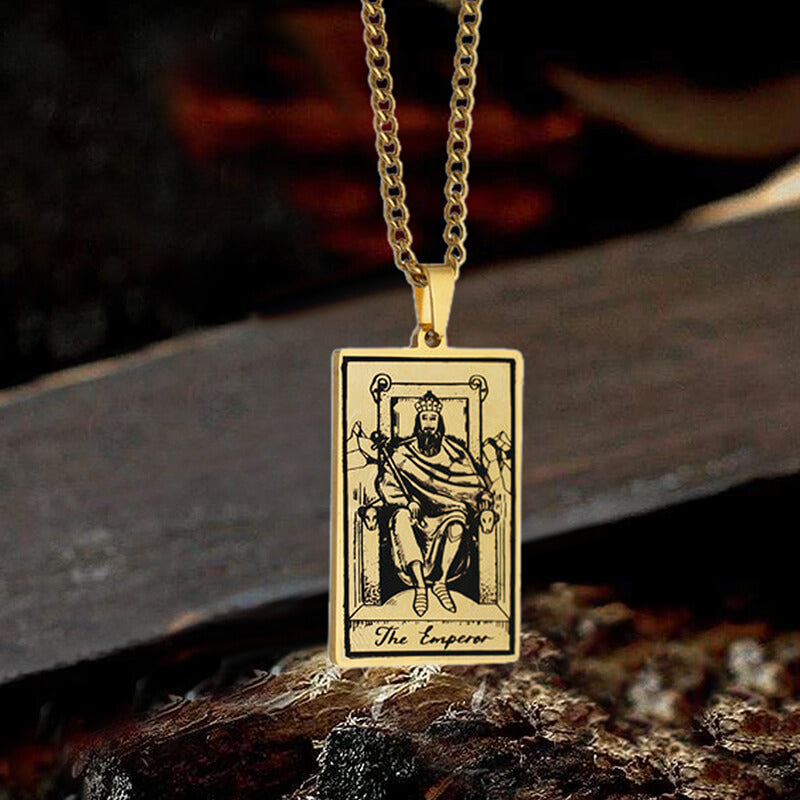 The Emperor Tarot Card Stainless Steel Necklace | Gthic.com