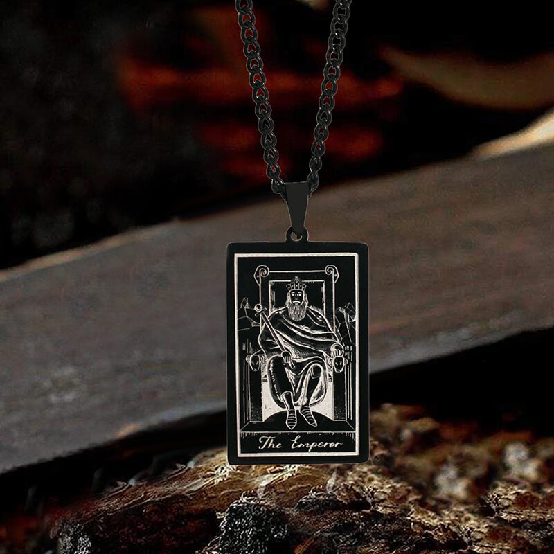 The Emperor Tarot Card Stainless Steel Necklace | Gthic.com