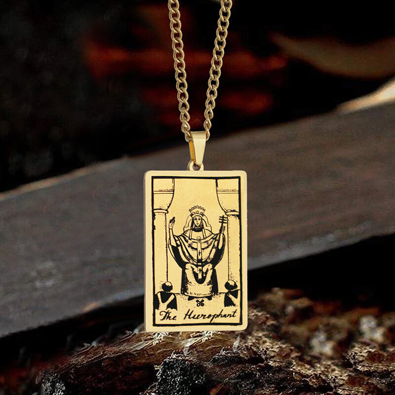 The Hierophant Tarot Card Stainless Steel Necklace | Gthic.com