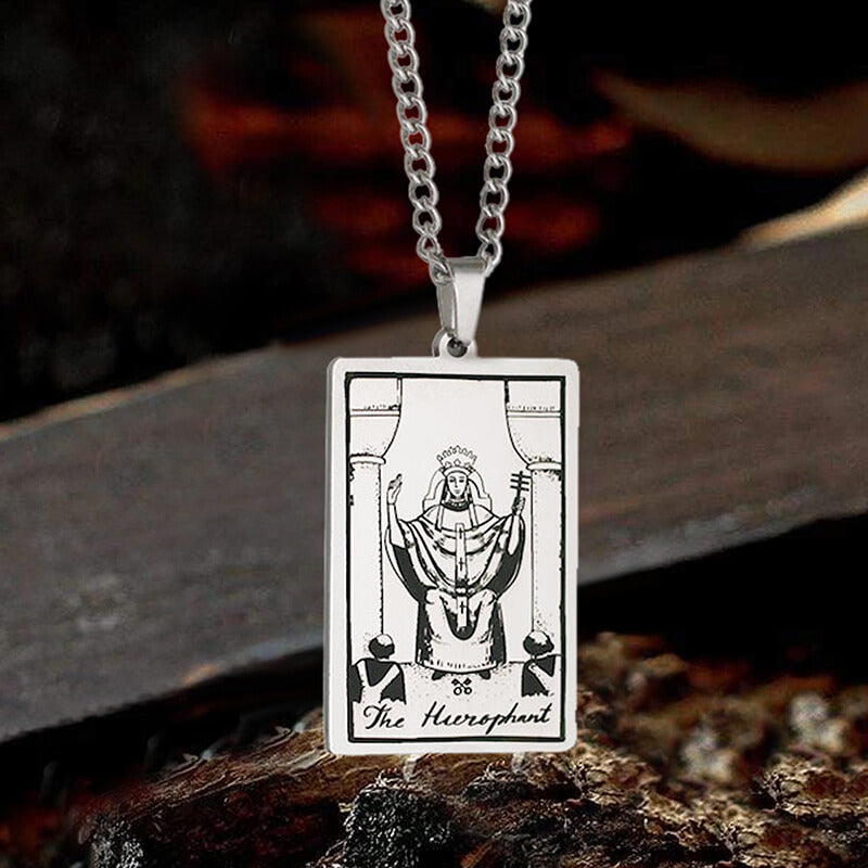 The Hierophant Tarot Card Stainless Steel Necklace | Gthic.com