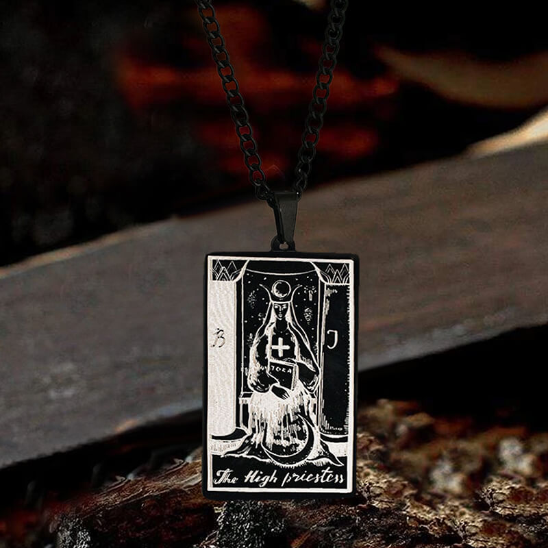 The High Priestess Tarot Card Stainless Steel Necklace| Gthic.com