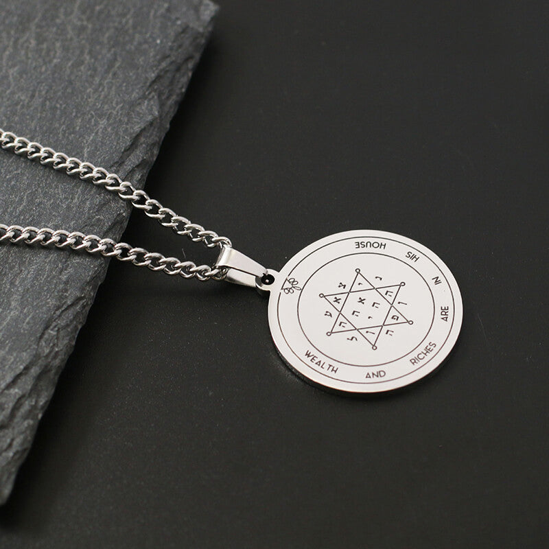 The Key of Solomon Pentacle of Jupiter Stainless Steel Necklace | Gthic.com