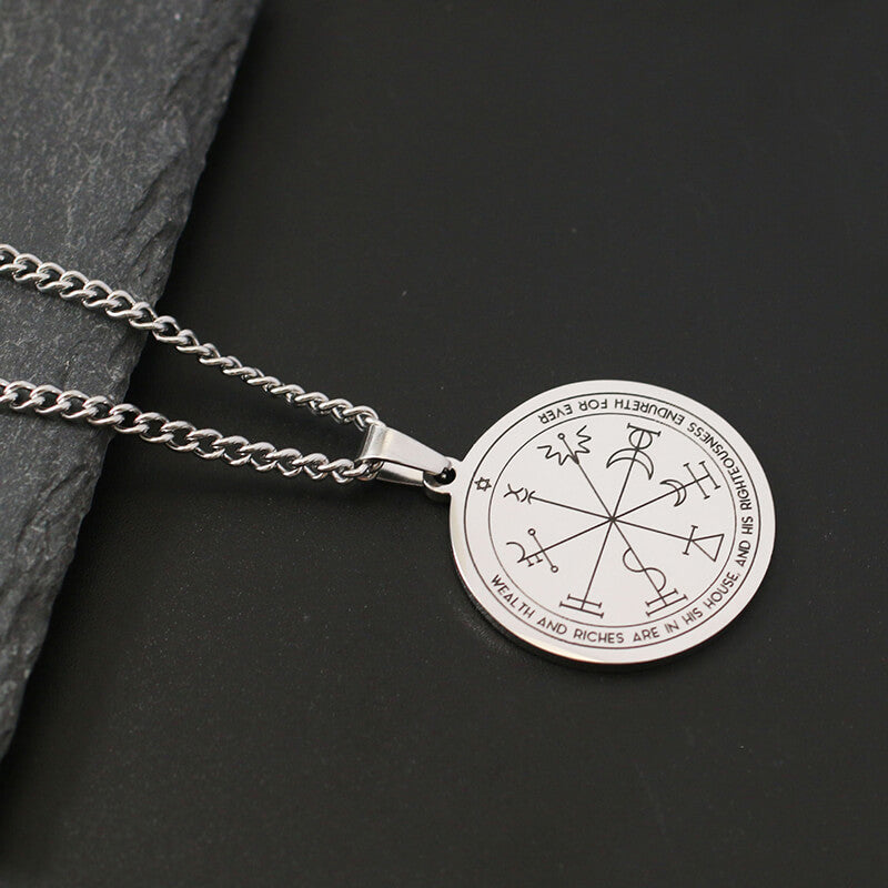 The Key of Solomon Pentacle of Jupiter Stainless Steel Necklace